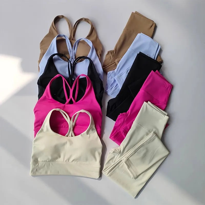 Women Yoga Set 2pcs Sport Suit Gym wear Workout Clothes Sports Crop