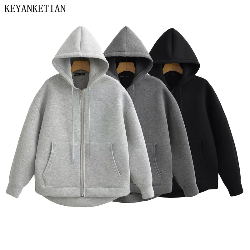 KEYANKETIAN Winter New Women's Zipper Hoodie High Street Unisex style