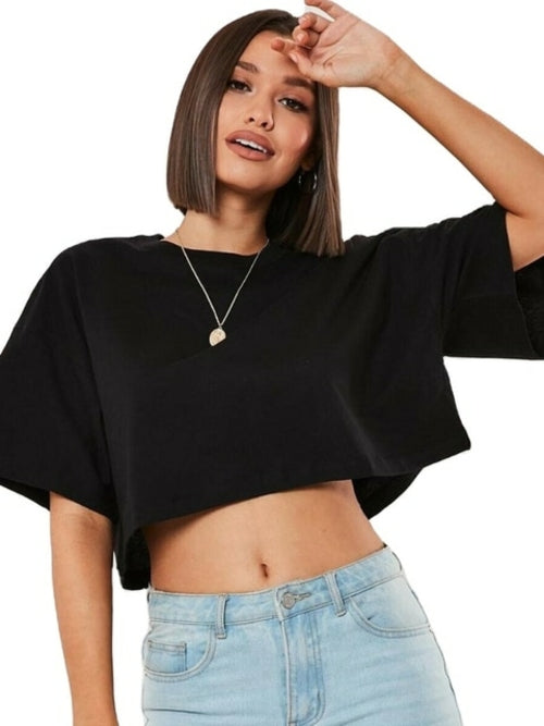 Women Crop Top Navel Baring New Summer Sport T-shirts - T-shirts