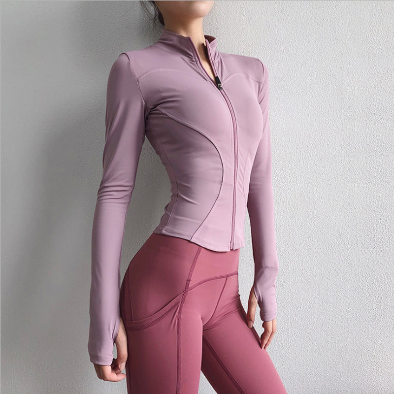 Women Sport Jacket Zipper Yoga Coat Clothes Quick Dry Fitness Jacket